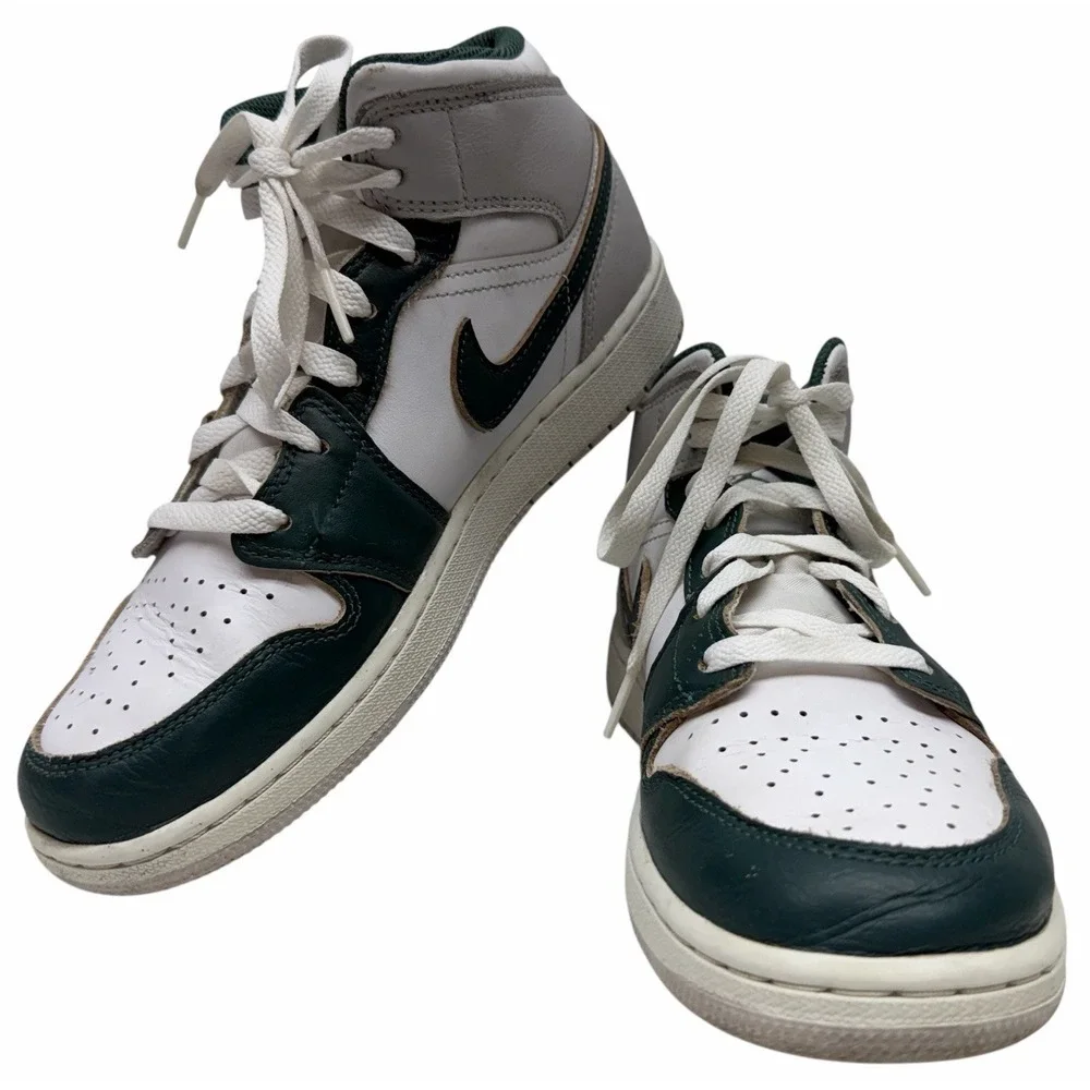 Air Jordan 1 Mid Oxidized Green Size 6.5 Y GSSneakers Grey White 2024 FQ8088-103